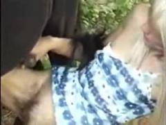Horny blonde MILF touching and playing horse sex