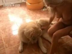 Hot Blonde dark satisfaction With Dog