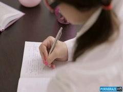 Good student sucks let over cum