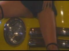 Nice car and nice girl ass fucked at garage