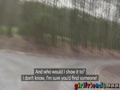Girlfriends Lesbians go in to woods and make hot sextape