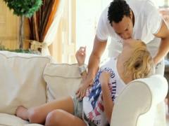 Russian teen girl opens her legs to rubbing her cunt