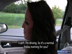 Horny bad girl climbs on taxi guy