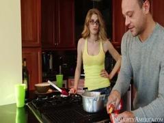 Young wife gets fucked by her husband in kitchen