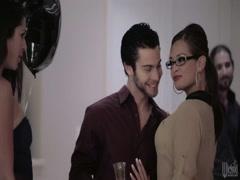 Glasses teen girl's first time fucking in her room