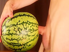 water melon cum - fucking a melon and cumming