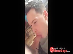 Cumming in the twink's mouth and he swallows it all