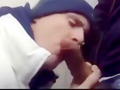 Guy sucks off friend in the public toilet stall