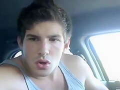 Str8 hot young jock jerks in his car