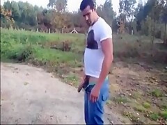 Playing with cock and jerks off outside- HOOOT
