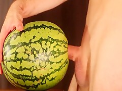 water melon cum - fucking a melon and cumming