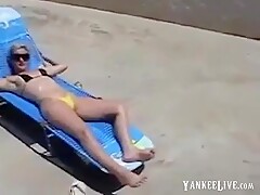 Wanking-off on Her #2 (Blonde Babe)