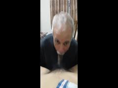 Old daddy give me blowjob and eat my cum