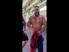 Master and his hubby after their workout in the parking lot.