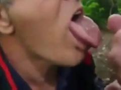 He loves cum - outside