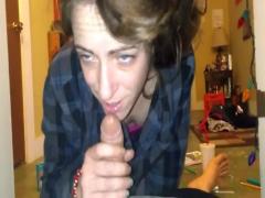 skinny brunette stoner whore loves sucking cock