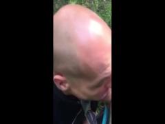 Cum eating outside
