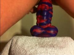 amateur Anal sex toy fun with flint the bad dragon !