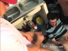 Cum and piss from his buddies